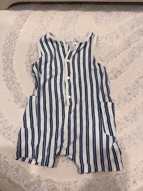 H&M Navy & White Striped Infant Romper